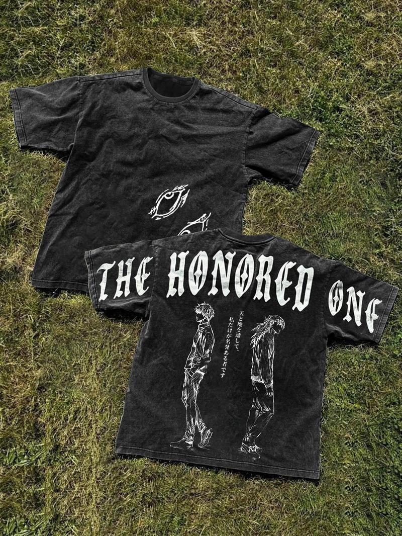 Unisex's Anime Character Print Round Neck Graphic Tee, Regular Fit Casual Street Short Sleeve T-Shirt for Daily Wear, Unisex Top for All Seasons, Man