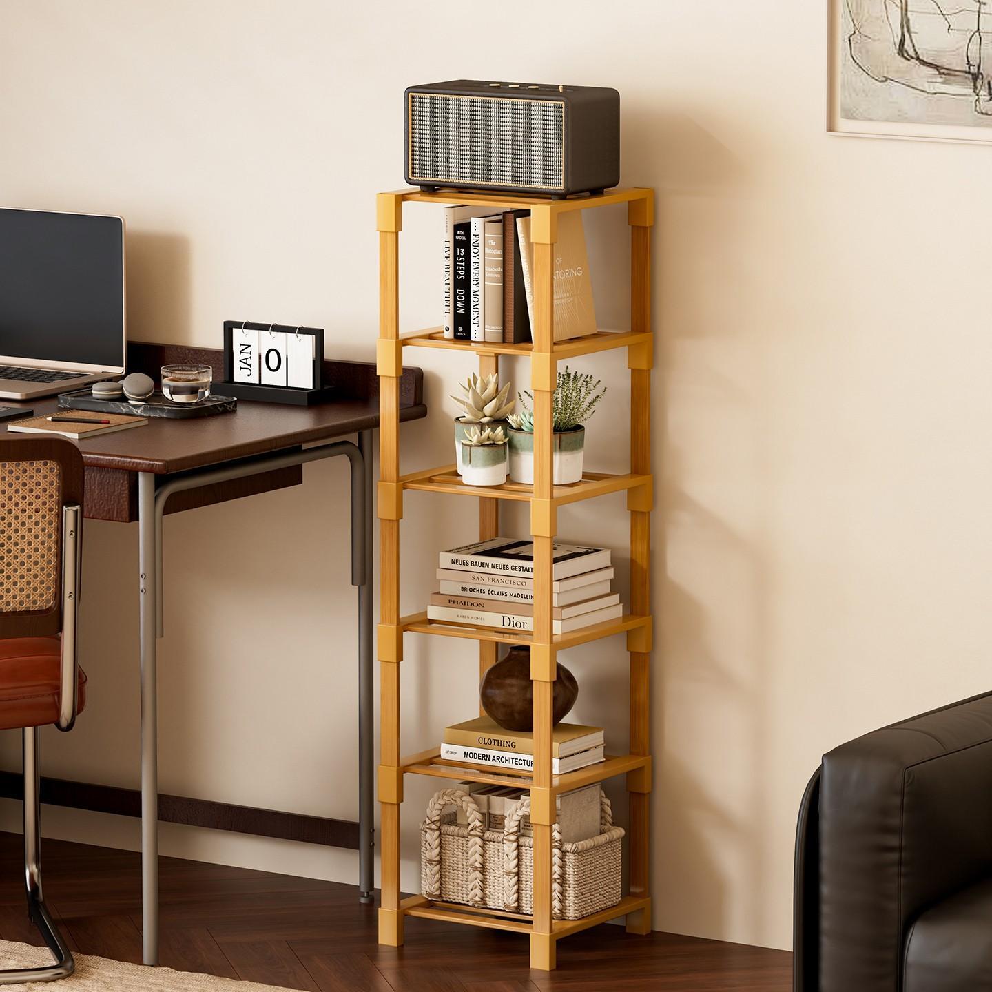 Multi-Layer Simple Storage Rack, Small Narrow Multi-Tier Shoe Rack, Vertical Shoe Rack, Space-Saving Bamboo Storage Shelf for Home, Dormitory, Corner, Shoe Rack Tower