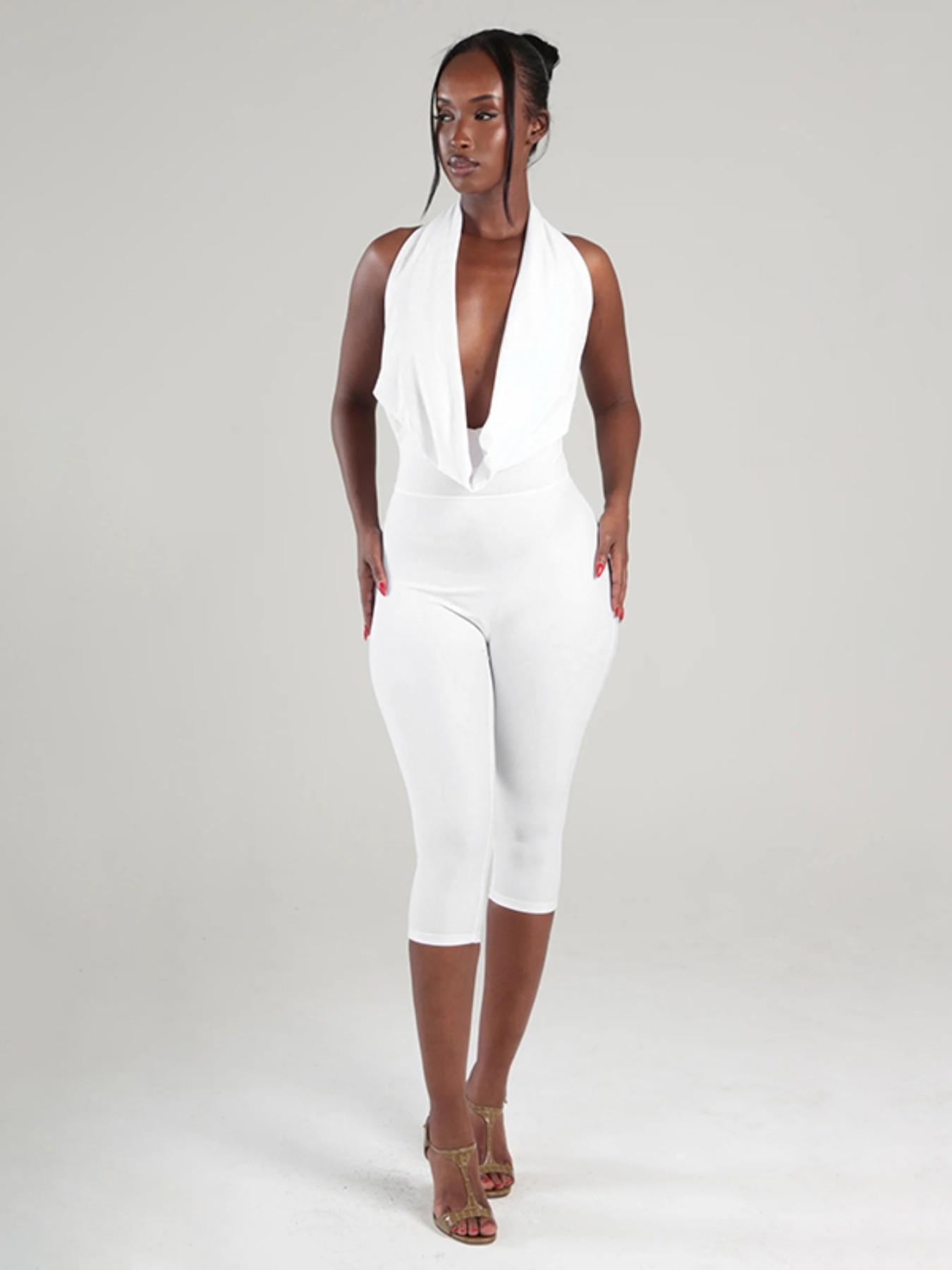 Women's Sexy Backless Sleeveless Bodycon Fit Jumpsuit, Simple Design, Casual Daily Wear, Fashionable, Stylish and Chic, Ideal for Everyday Womenswear