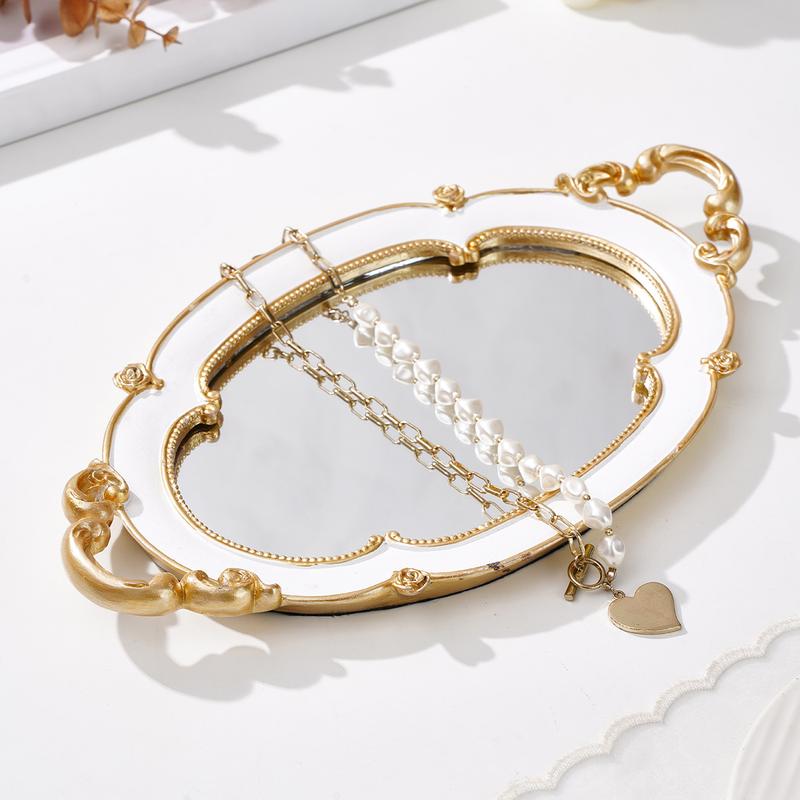 Elegant Cloud-Shaped Mirror Tray, Resin Hand-Painted Home Decor Plate, Glass Inlay Design, Multi-Color Options, Perfect for Photography Props