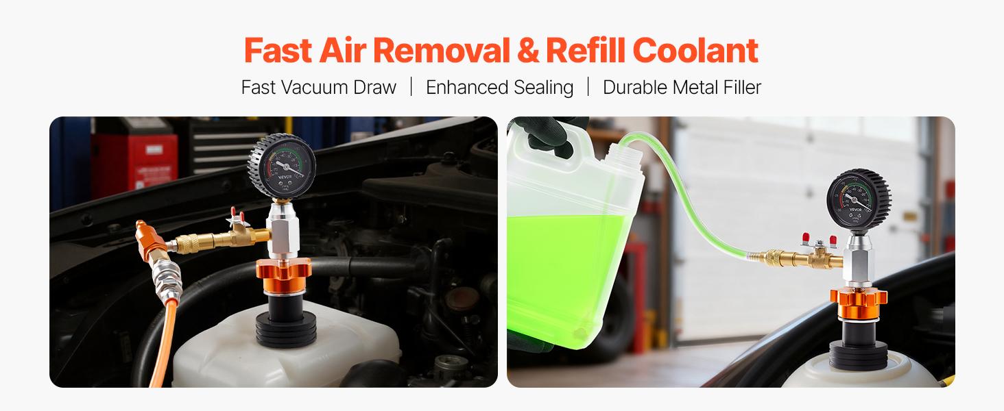 summervibes VEVOR Radiator Vacuum Refill Kit, Automotives Cooling System Vacuum Purge Fill Tool with Gauge, Portable Radiator Coolant Filling Kit with Toolbox, Universal Fit for Most Cars Vans SUVs and Trucks