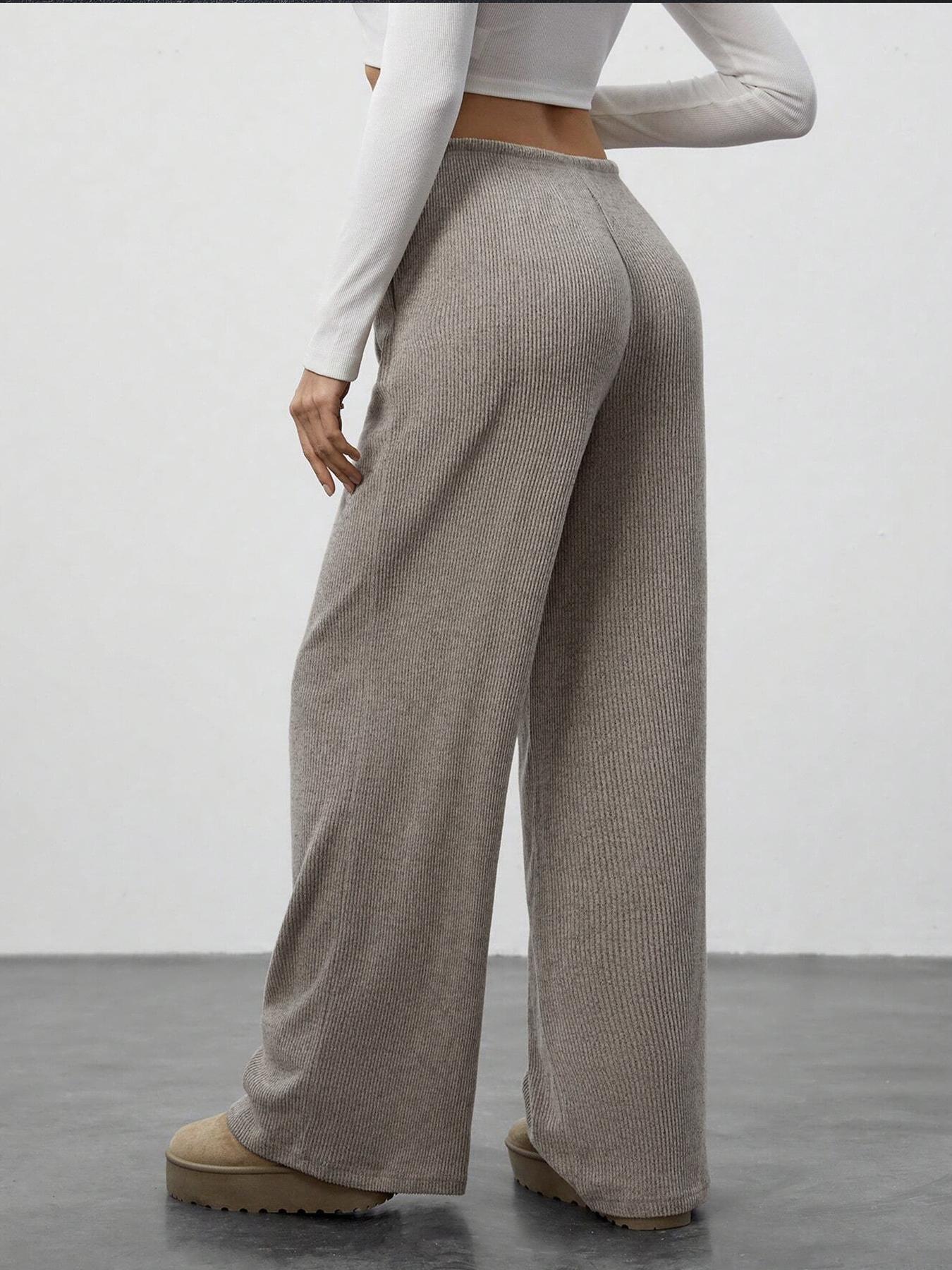 High Waist Comfortable Wide Leg Casual Pants, Versatile Athletic Trousers for Relaxed Fit, Ideal for Everyday Wear Knit