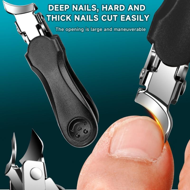 Specialized nail clippers for thick and hard toenails - Large opening anti-splash design, ultra-sharp blades, suitable for embedded toenails, for both home and salon use - Durable structure, nail embedding care, compact storage, classic style, sturdy cons