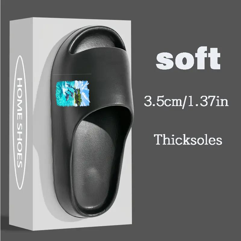 Dolphin Themed Slippers for Women Men Non Slip Summer Beach Sandals with Tropical Island Print Lightweight Comfortable Indoor Outdoor Shoes