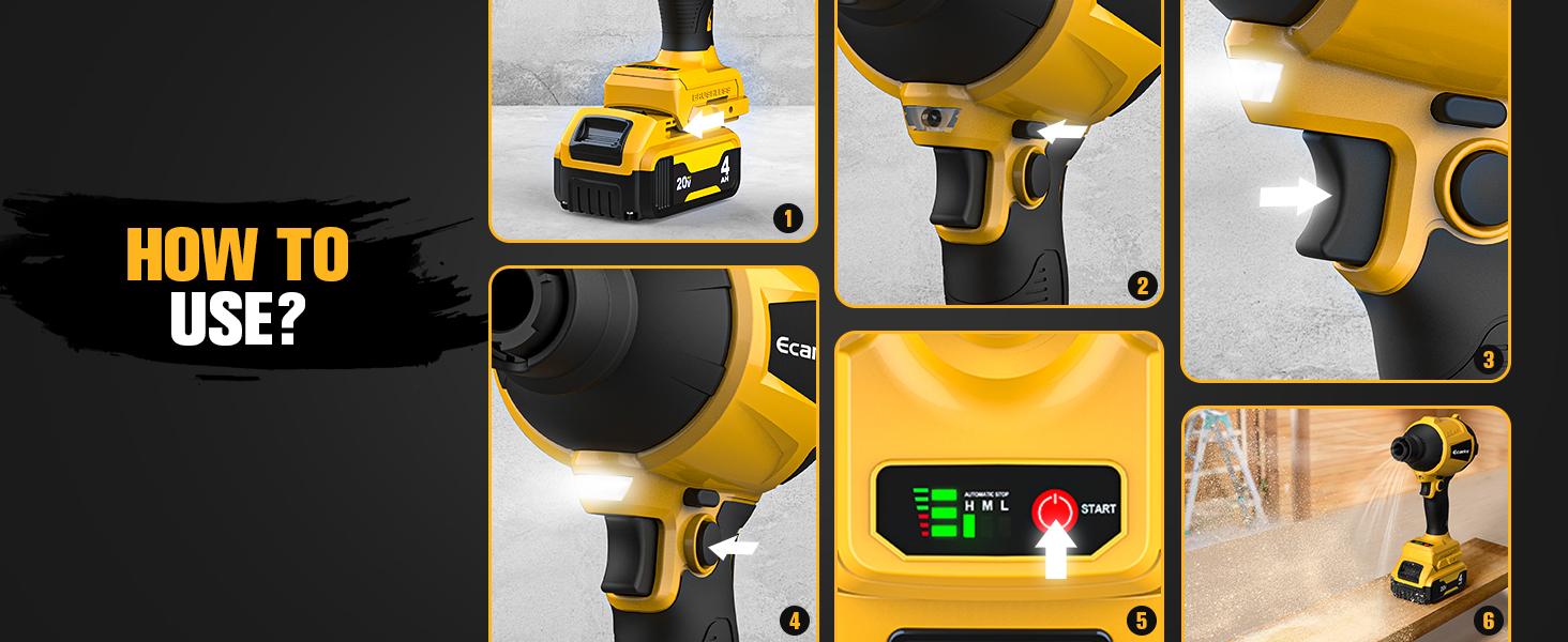 Cordless Dust Blower Comptible with Dewalt 20V Battery, 【Battery NOT Included】, Leaf Blower Brushless Handheld Blower Sawdust Blower 447 MPH/39 CFM for Garages, Sawmill Room, Workshop Clean