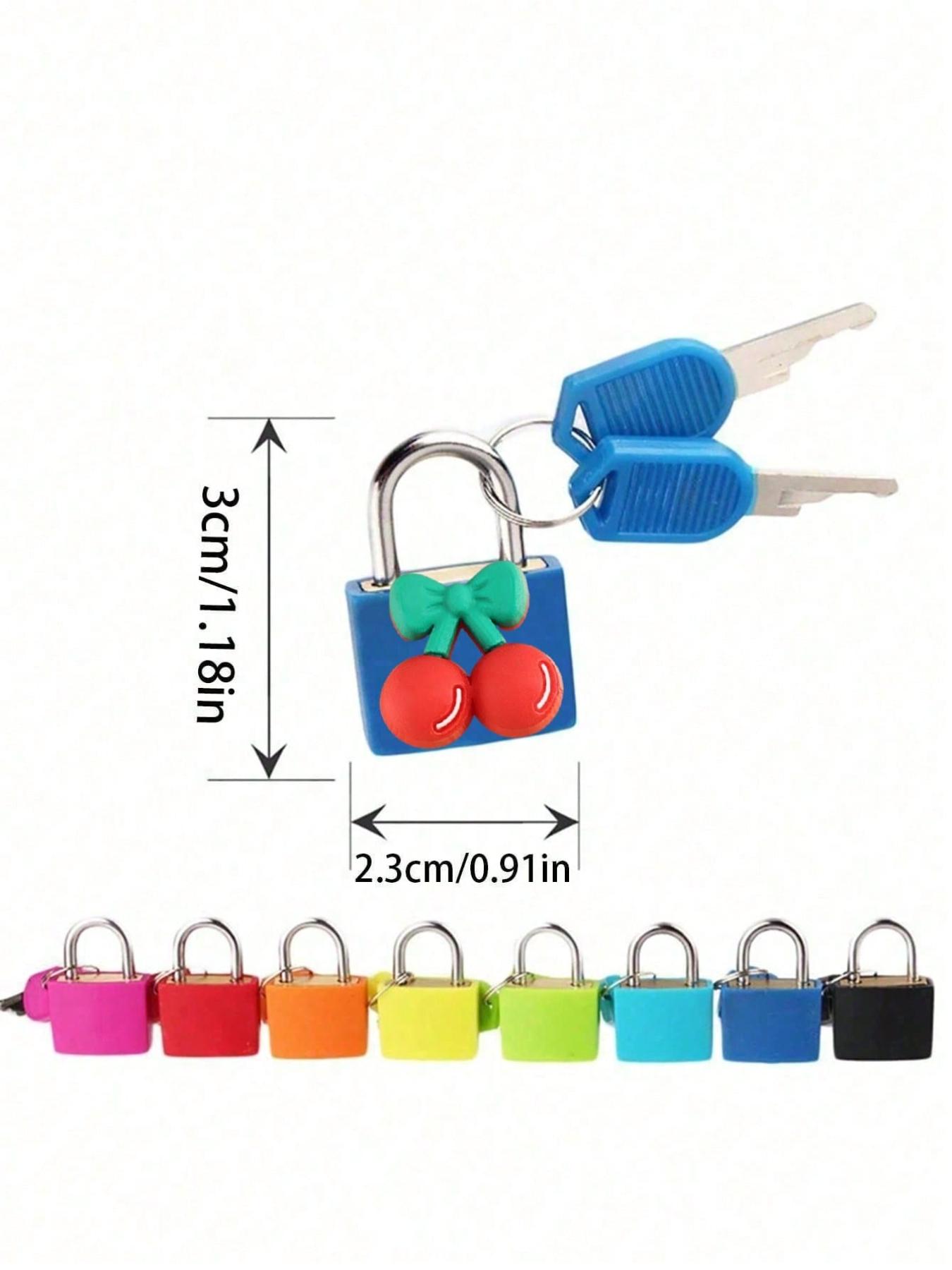 Luggage lock, small trolley suitcase padlock with key, copper core with sturdy plastic shell (cherry pattern for easy matching), compact and solid, mini suitcase padlock, travel bag metal key lock, durable brass lock core