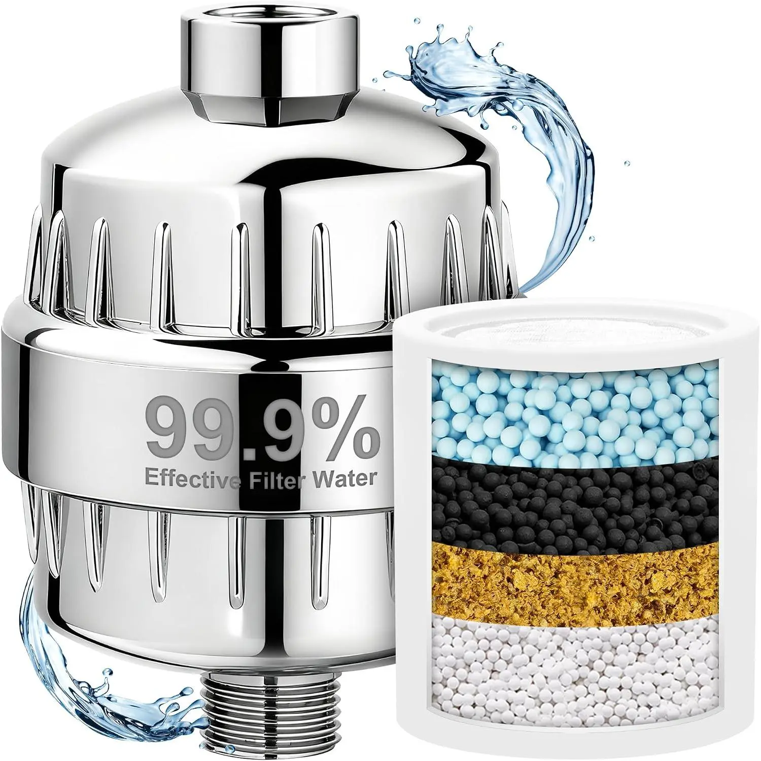 Shower Filter, High-Output Purifying Shower  Removes 99% Chlorine, Lead, Fluoride & Toxins - Softens Water, Prevents Scale, Revitalizes  & Hair - Easy Install, DMFC01