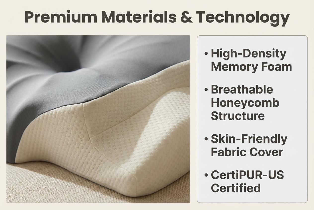 Cervical Pillow for Cozy Sleep, Odorless Ergonomic Contour Memory Foam, Orthopedic Bed Pillow for Side, Back, and Stomach Sleepers