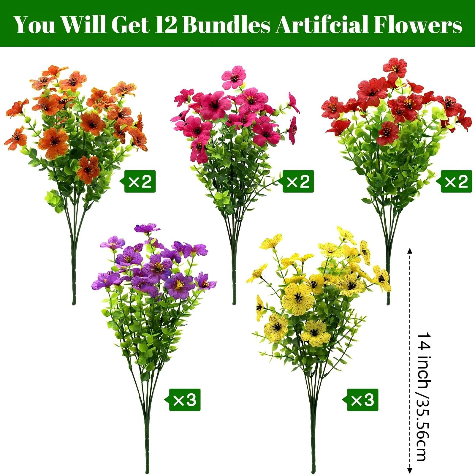 12-Piece Autumn Artificial Flower Bouquets, UV Protection Chrysanthemums, Outdoor Indoor Decor, 4 Colors, Full Season Home Decoration