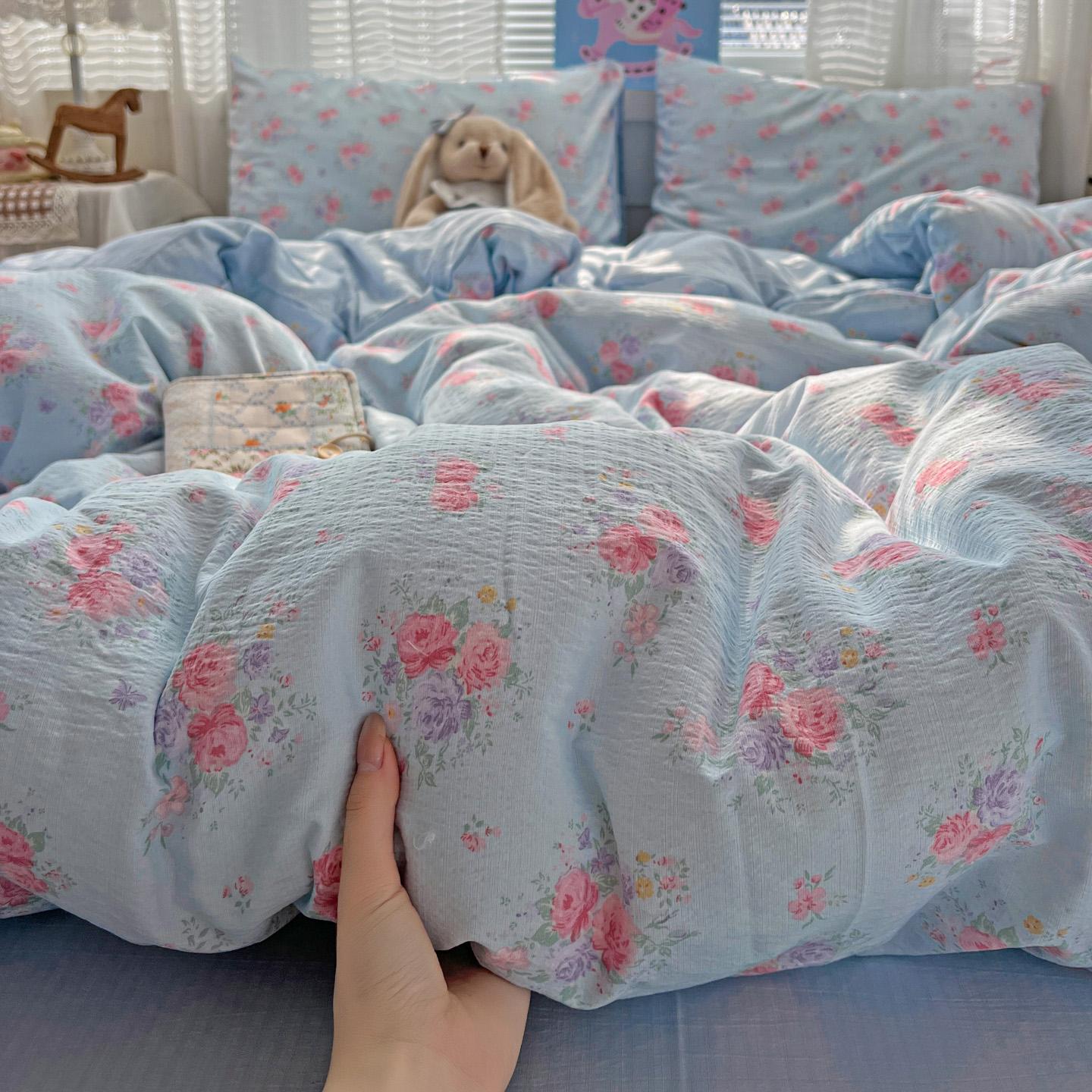 4pcs Double Layer Soft Bedding Set, Cartoon Sheet Set, Single Person Three-Piece, Suitable for Bedroom, Guest Room, Dormitory