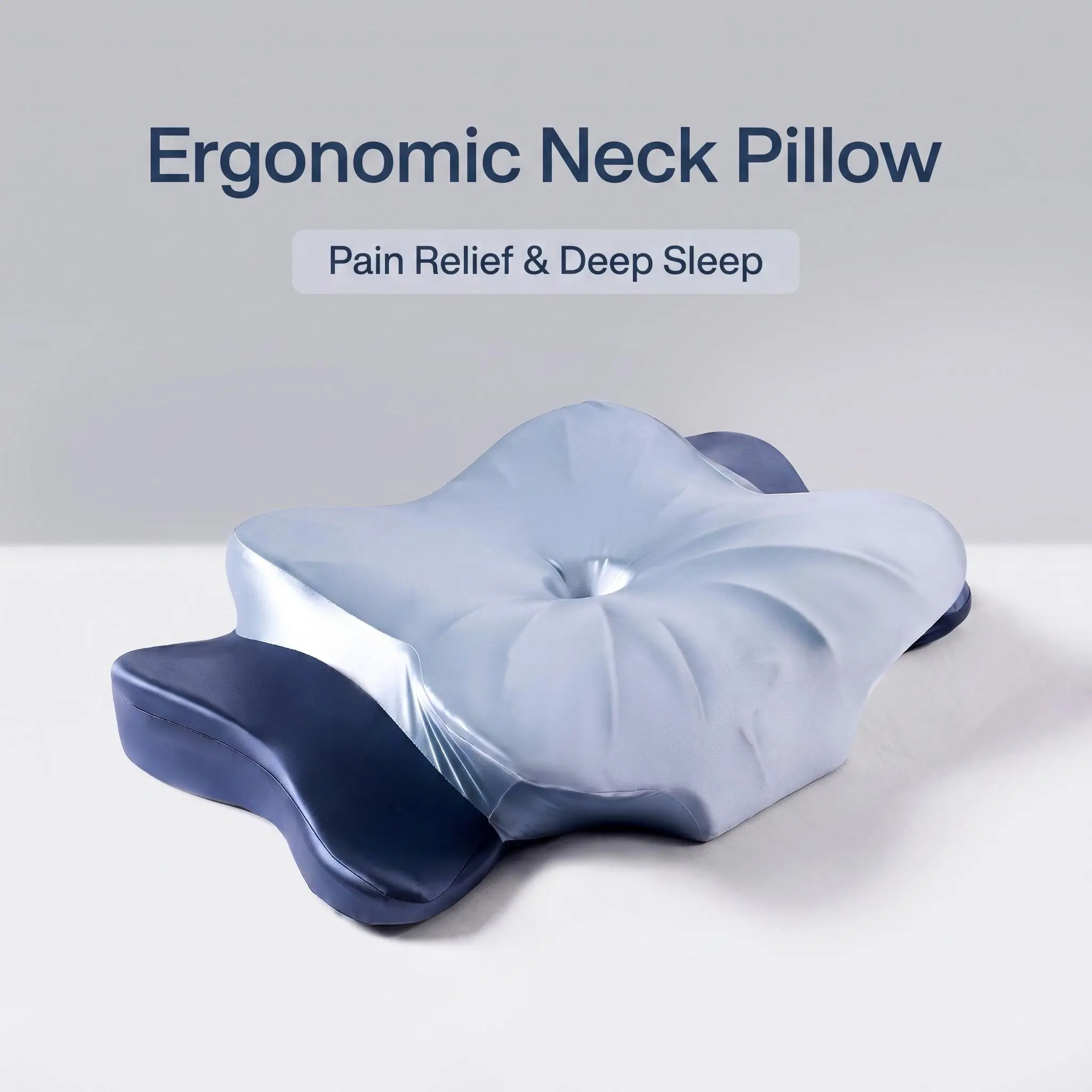 Ergonomic Memory Foam Neck Pillow, Dual Height Adjustable, Breathable Washable Cover, Ideal for Side and Back Sleepers, Office and Home Use