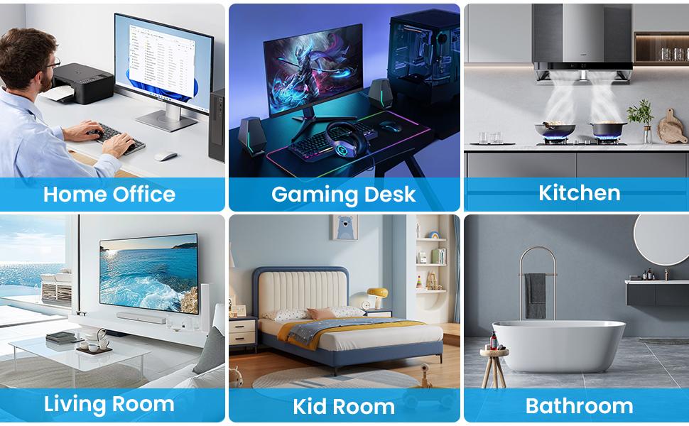 Multi Plug Outlet Surge Protector - POWSAF 5 Outlet Extender with 4 USB Ports(2 USB-C Fast Ports) and Night Light, 3-Sided Power Strip with Adapter Spaced Outlets - ETL Multiple Sockets