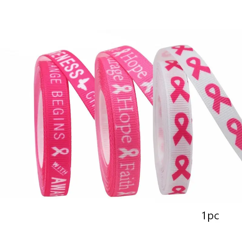 Print Ribbon Breast Cancer Awareness Gift Ribbon, Love Your Breasts Day Decoration Ribbon, Packaging Ribbon for Gifts