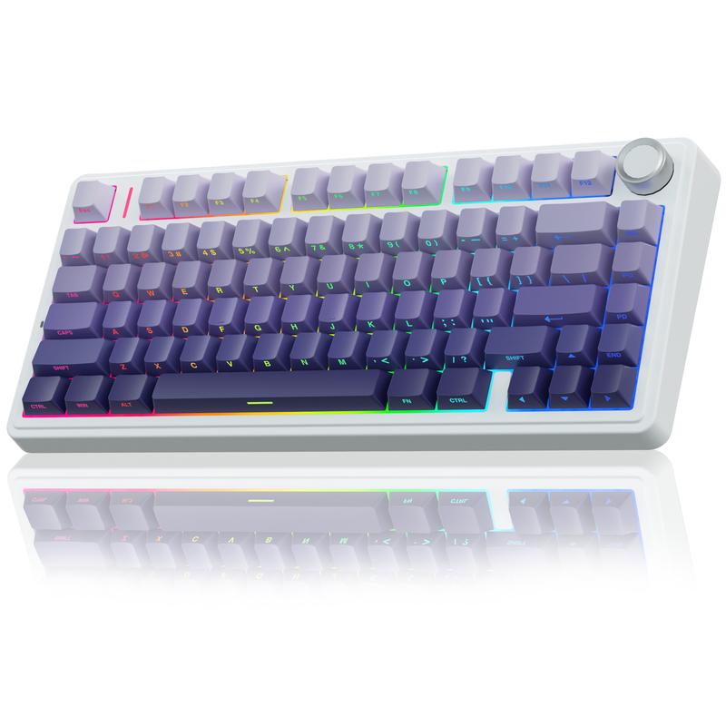 AULA Wireless Keyboard and Mouse Combo, F75 Pro Wireless Mechanical Keyboard,75 percent Gasket Hot Swappable Custom Keyboard+SC580X Wireless Gaming Mouse Light Purple office computer backlit creamy keyboard gaming accessory wireless mouse keyboard Set