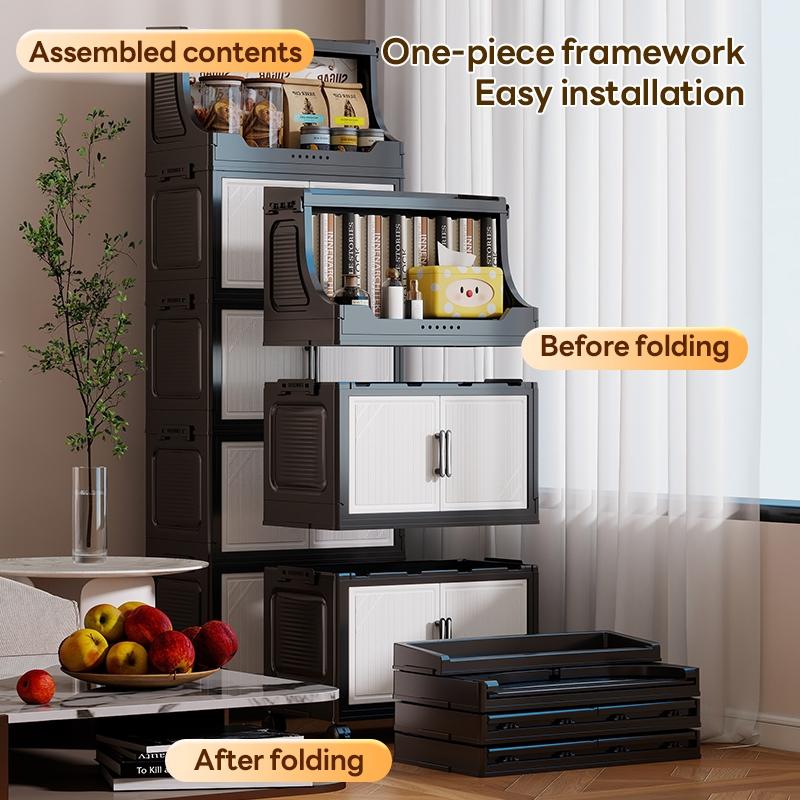 Multi-Layer Storage Cabinet, Plastic Material, &, Ideal for Living Room Bedroom Kitchen, with Wheels, Durable