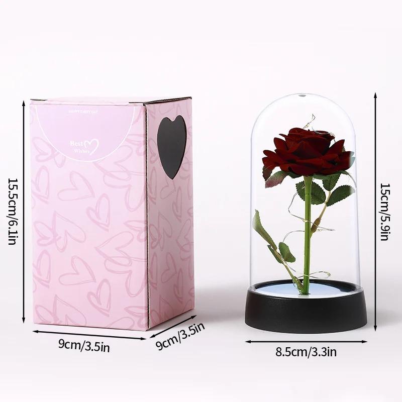 Eternal Rose Flowers Artificial Foil Flower in Glass Glow Immortal Flower LED Roses Lamp Flores Eternas Valentine's Day Gift Light Up Rose