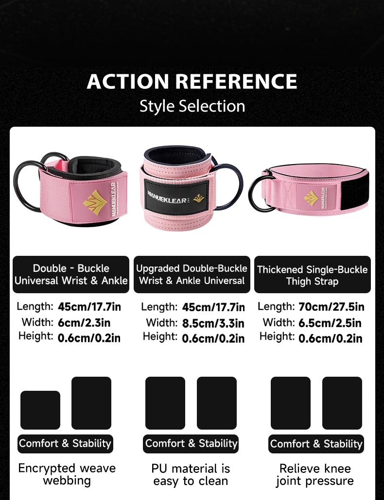 Manueklear Fitness Ankle & Wrist Strap, 6mm Sbr Cushion, Velcro Double Buckles, Universal for Ankle Wrist Thigh, Comfortable for Workout Gym Training