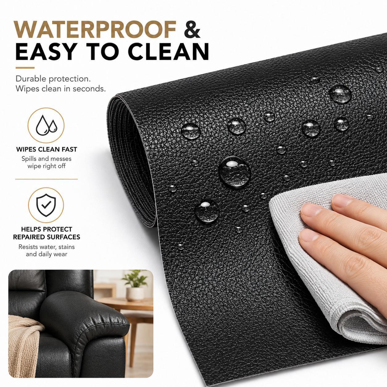 20" x 54" Self-Adhesive Leather Repair Patch, Waterproof Vinyl Repair Roll for Couch, Chair, Car Seat, Sofa & DIY Furniture Fixes
