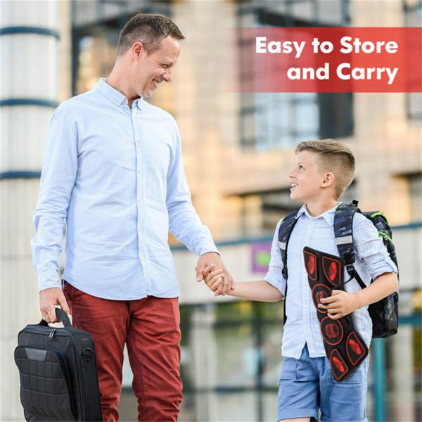 9-Pad Electric Drum Set for Beginners, MIDI USB Connection Dual Stereo Speakers Black+Red