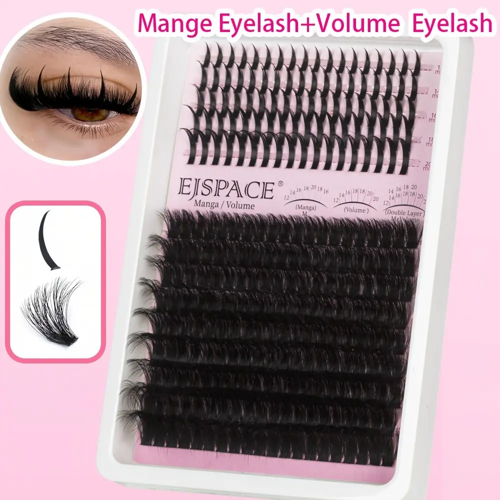3 IN 1 Lash Clusters 270PCS 100D/120D/60+80D/80+100D Long 10-20mm Lash Spikes Eyelash Clusters Volume Individual Lashes DIY Spiky Lash Extension Manga Cluster Eyelash Extensions Mink Strips Lashes Thick Diy False Eyelashes