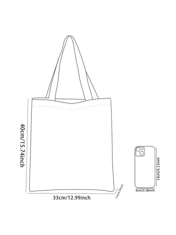 Cherry Bowknot Pattern Casual Storage Bag, Cherry Print, Night Scene, Fashionable and Trendy, Suitable for Daily Shopping, Office, Various Occasions