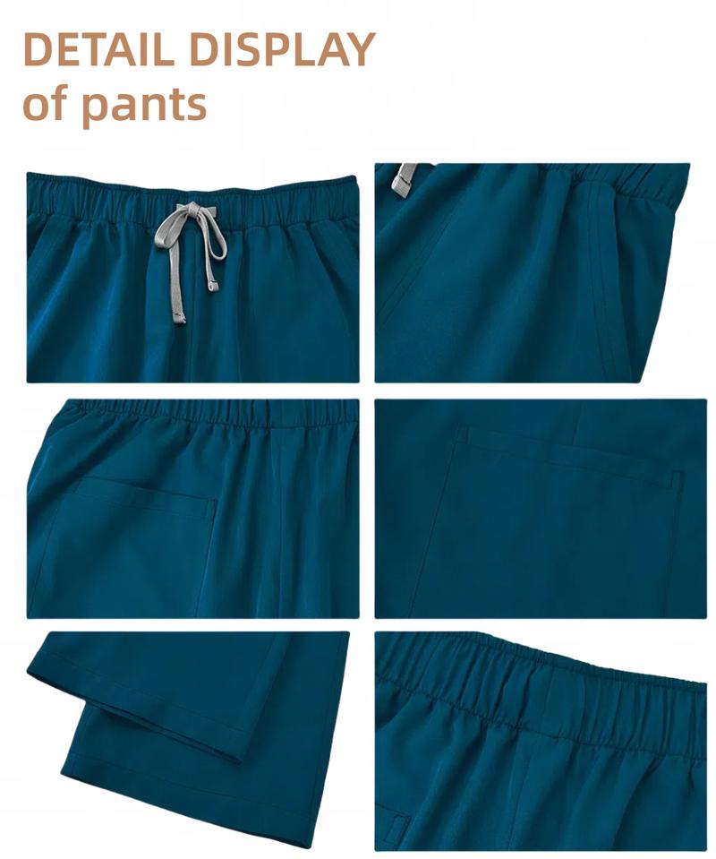 Women's V-Neck Quick-Dry Medical Scrubs Set Nurse Uniform, Stretchy Comfortable Lightweight, Multiple Pockets, Casual Home Wear, All Seasons