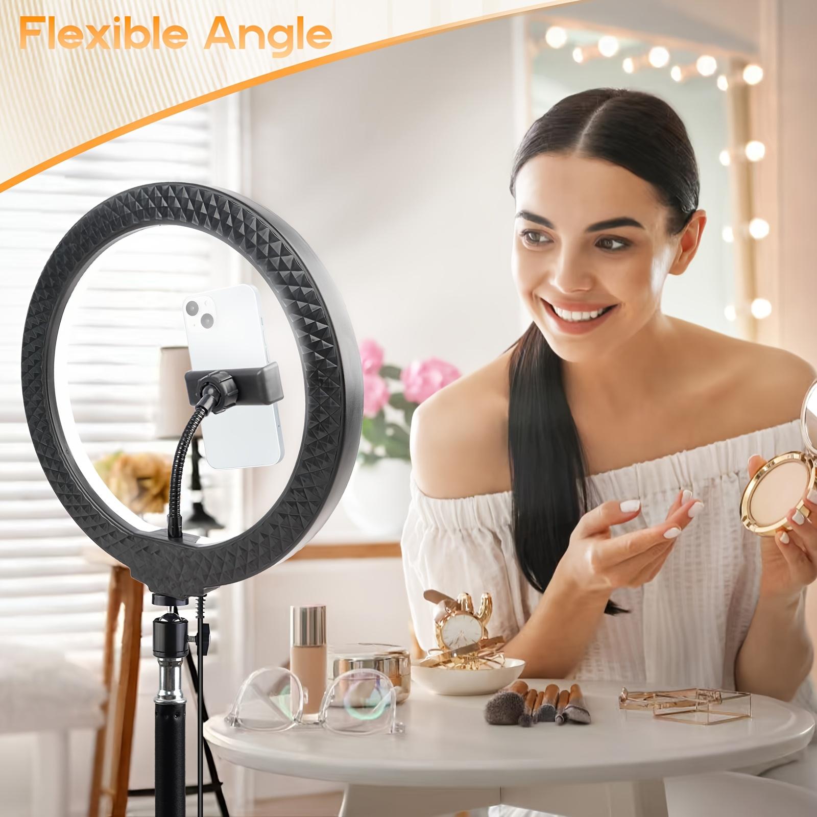 10"Ring Light with Stand,Video Light Tripod for Phone ,with 43.3"Tripod/2 Phone Clips/1 USB Ports,2600K-6500K Color Temperature,for Barber Makeup Tattoo TikTok Video Recording Vlog#springbreak