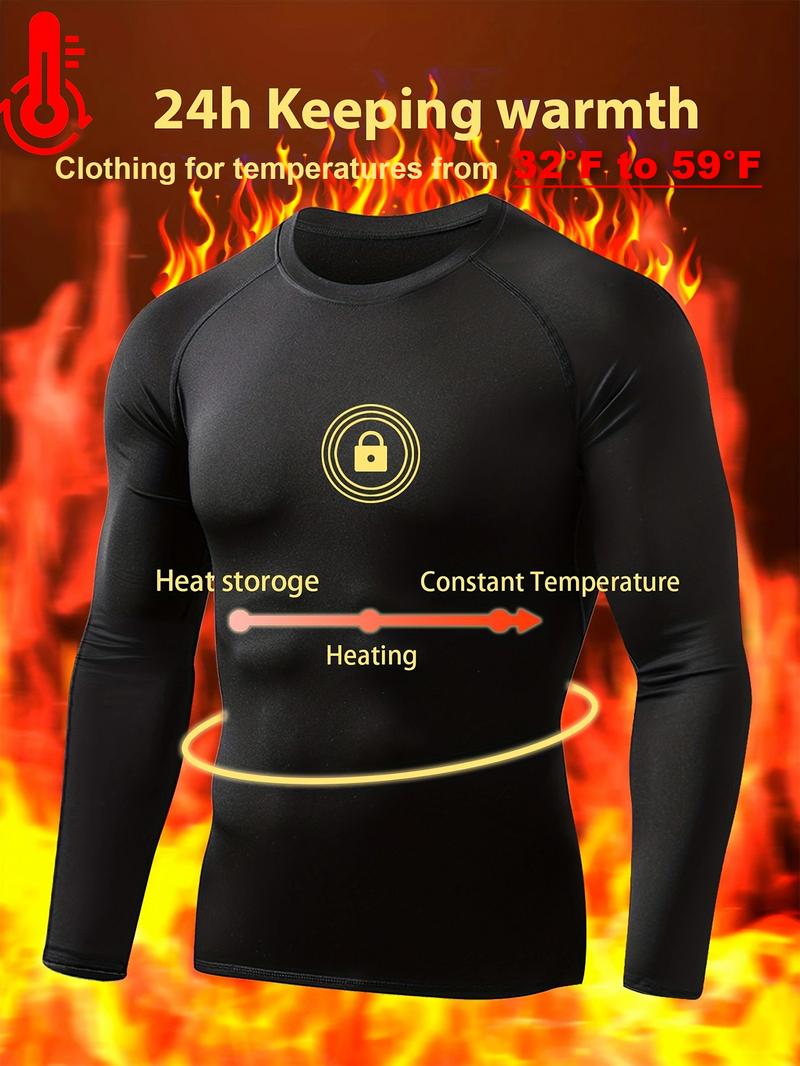 Men's 5 Pack Thermal Compression Shirt Fleece Lined Long Sleeve Athletic Base Layer Cold Weather Gear Workout Top for Activewear Fitness
