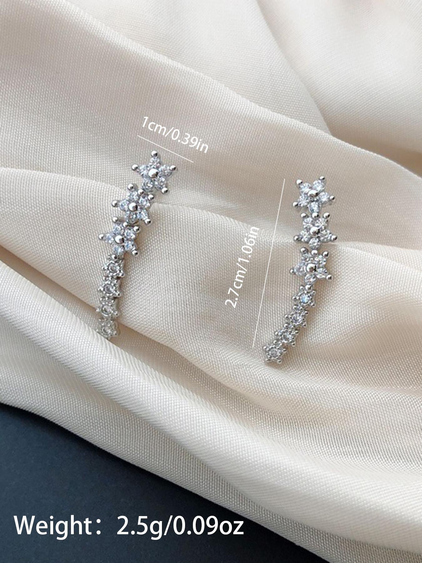 Rhinestone Decorated Earrings, Elegant Cute Women's and Girls' Earrings for Parties, Versatile Fashion Jewelry for Everyday Wear, Gorgeous Birthday Gift Idea