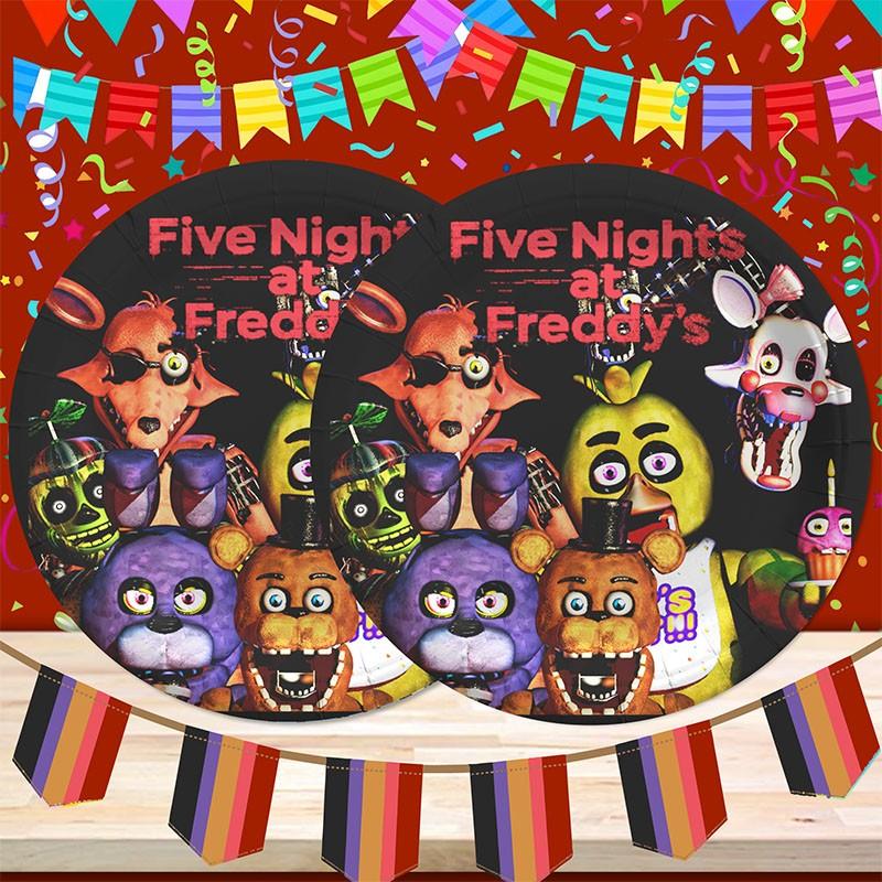 FNAF At Freddys -Retro Pizzeria Animatronic Print Party Tableware, 20pcs Disposable Plates & Cups Set, Perfect for Parties and Events, Stylish and Convenient