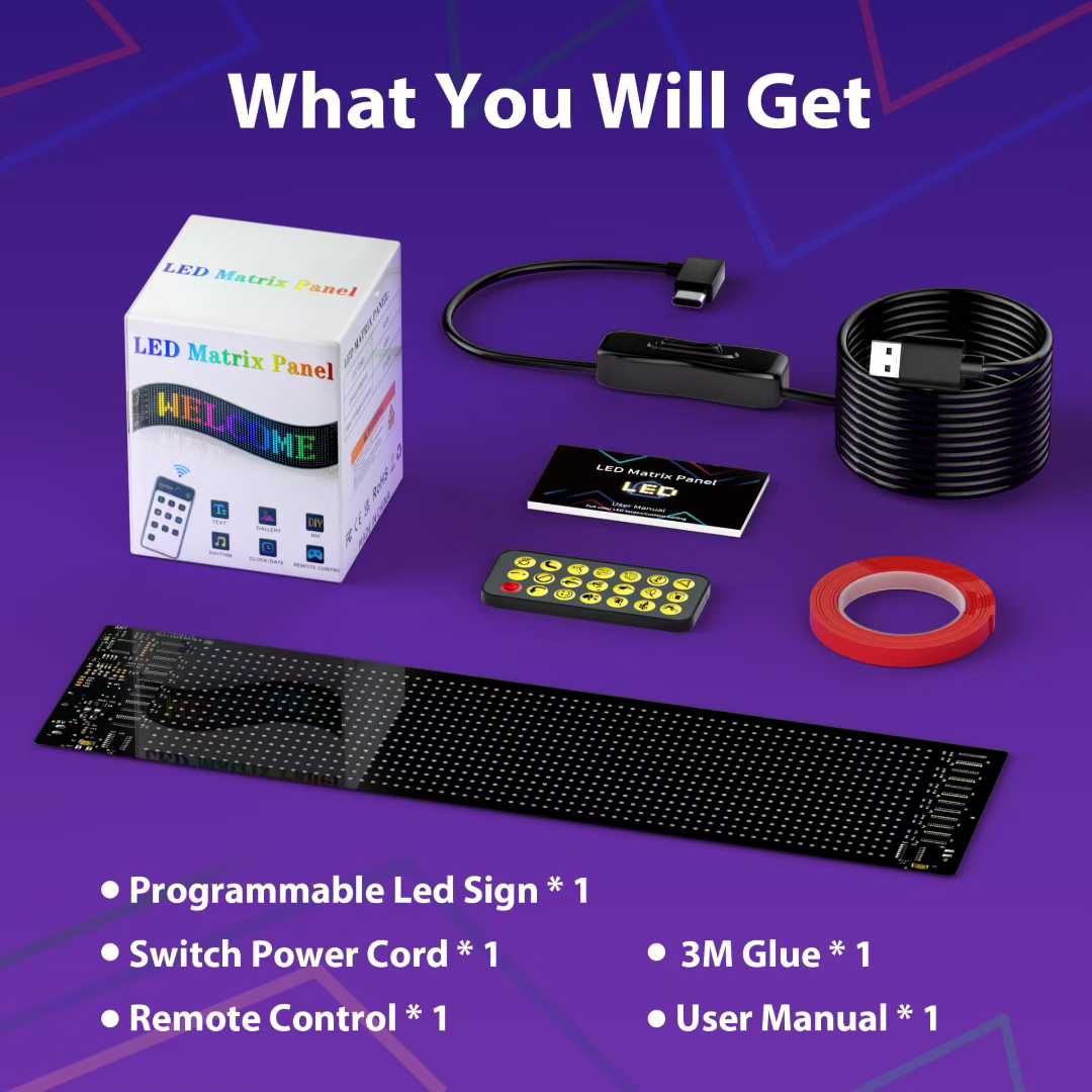 Scrolling LED Sign, Programmable Flexible LED Digital Display, Smart APP Control&Remote Control Custom Text DIY Pattern Animation Matrix Panel Board Banner LED Lights Car Accessory for Car Concert Party Bar Hotel Store Decor