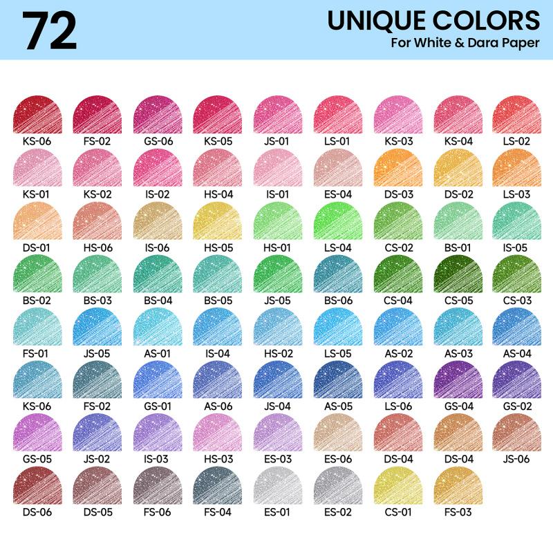 Glitter Gel Pens, Glitter Markers, 72 Pack Colored Pens for Black Paper & White Paper, 1.0mm Point Pens, Large Capacity Ink Pens for Coloring, Writing, Drawing, Journaling, Note Taking, School, Office, Home