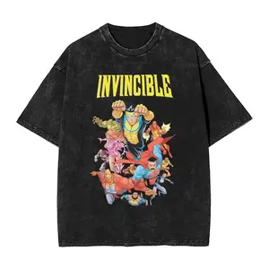 New 2026 pure cotton TV series anime invincible Mark Grayson T-shirt for men round neck pure cotton washed clothing neutral