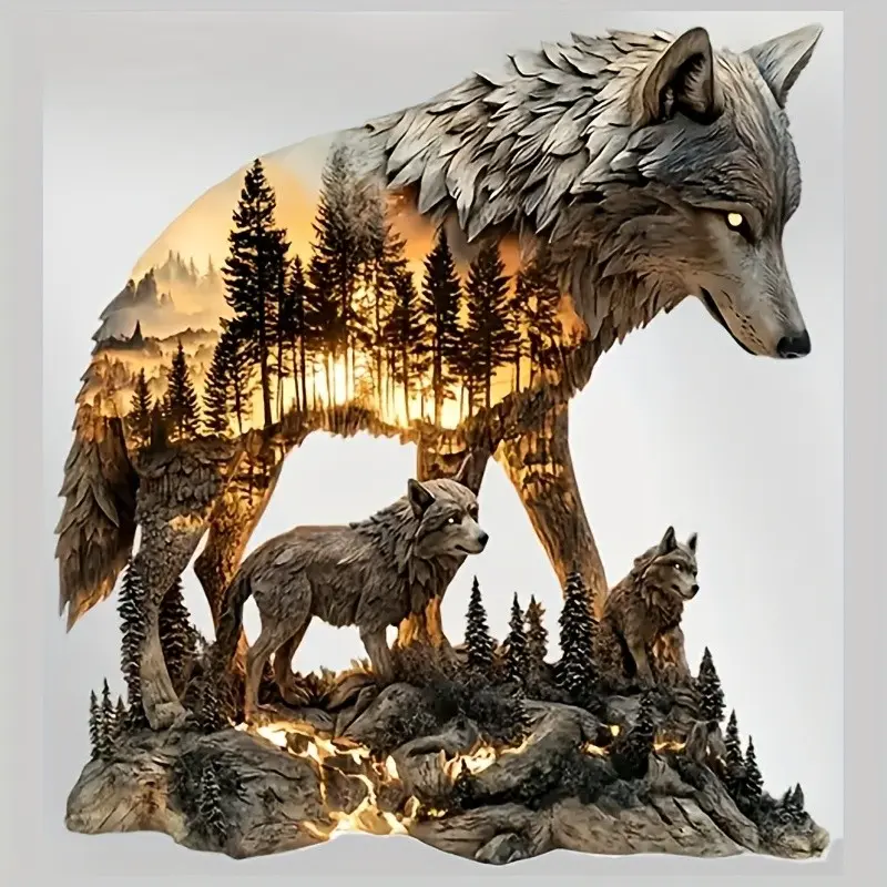 7 Inch Large Wolf King & Forest Vinyl Sticker Decal - Removable with Wolf Pack, Forest Scene & Trees - for Trucks, Motorcycles, Laptops, Walls, Bottles, Phones - Durable Outdoor Use