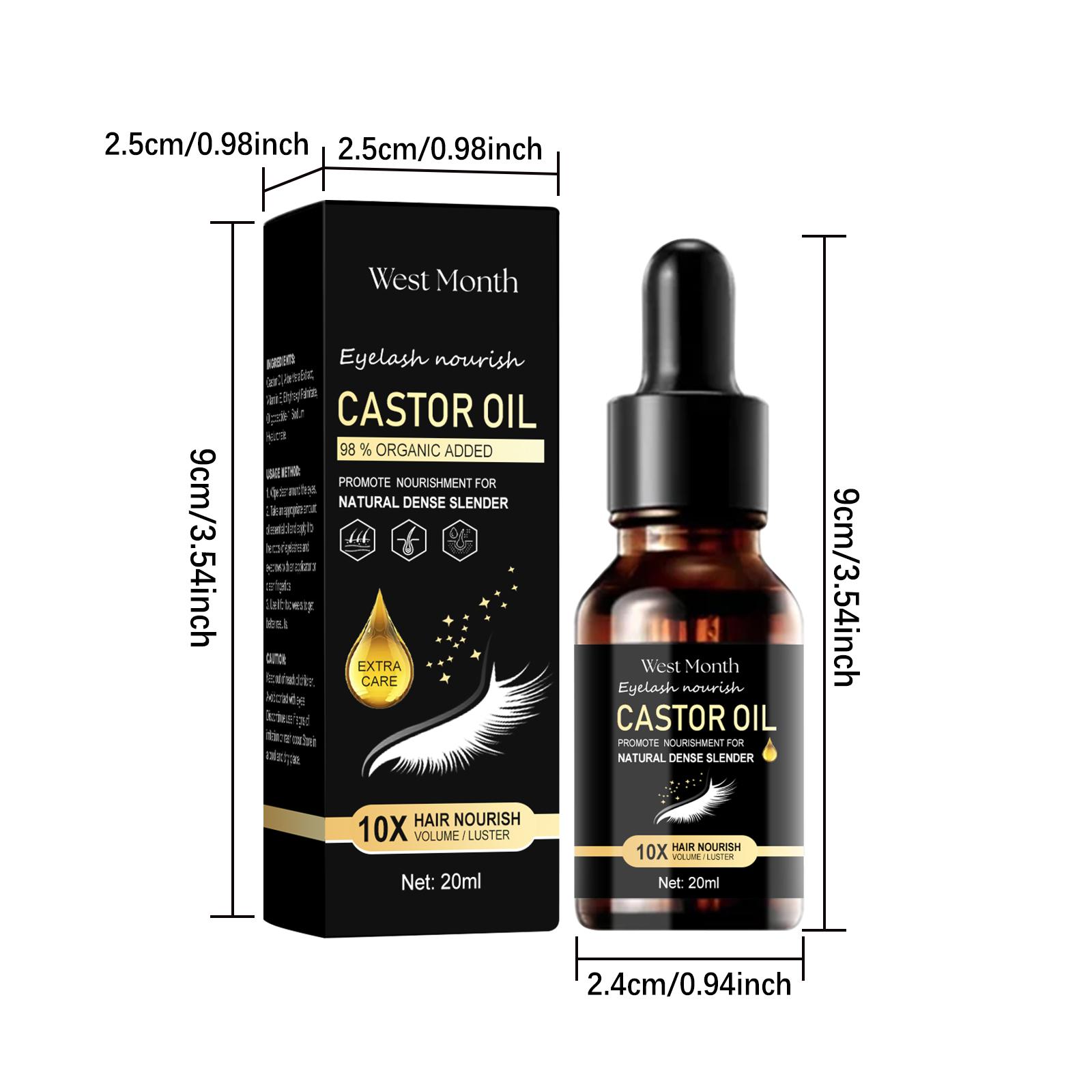 West Month Castor Oil Blend Mascara - Natural Jet Black Nourishing Lengthening Long Lash Mascara for Eyelashes, Thickening, Moisturizing, Curling, Mild Makeup Lash Care, Moisture, Black Mascara