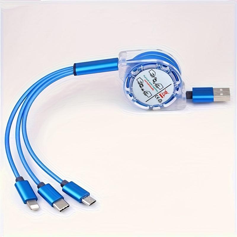 Expandable Multi-Function Fast Charging Cable, Three-In-One Charger with Lightning/micro/Type-C Ports, Compatible with iPhone/iPad/samsung/ps/tablet