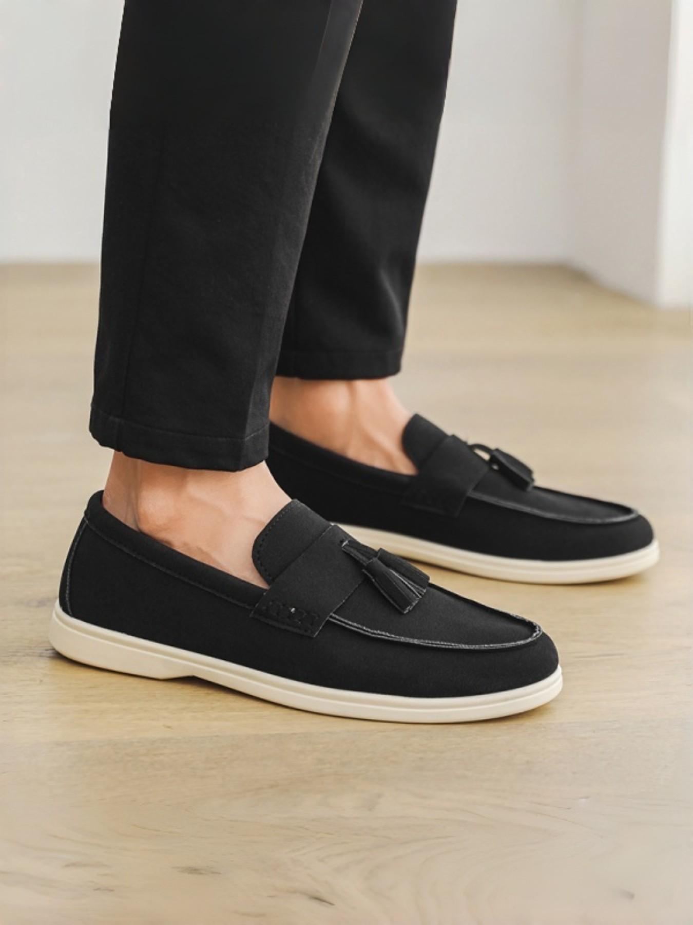 Men's Canvas Loafer Shoes with Fringe, Casual Slip-On Design, Soft Sole, Perfect for Daily Commute & Lazy Wear