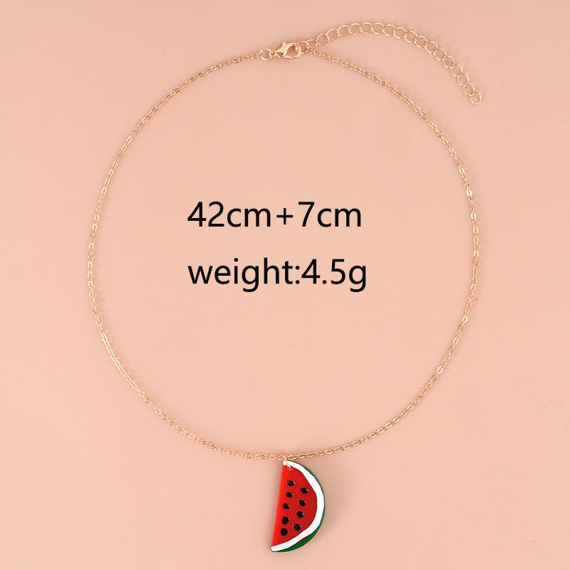 Summer Style Watermelon Pendant Necklace - Fashionably Simple, Versatile and Cute Necklace