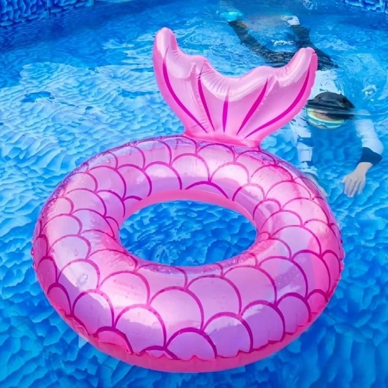 Multi-Sized Inflatable Swimming Pool Float Tube, Heavy-Duty UV Resistant Mermaid Tail Ring Inflatable Circle for Children and Adults, Colorful Pool Party Accessory Water Activities