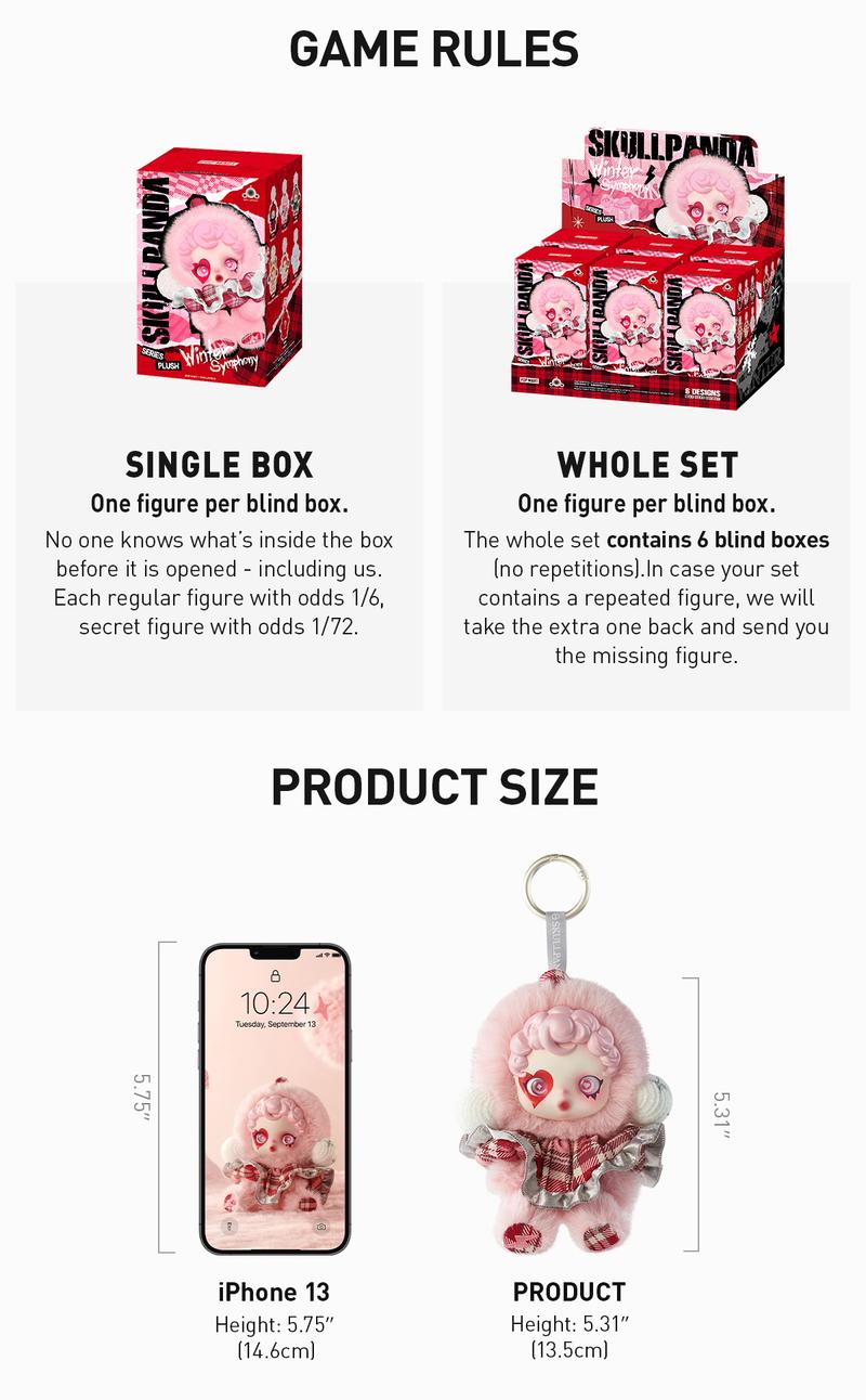 POP MART SKULLPANDA Winter Symphony Series Plush, Blind Box, Mystery Box