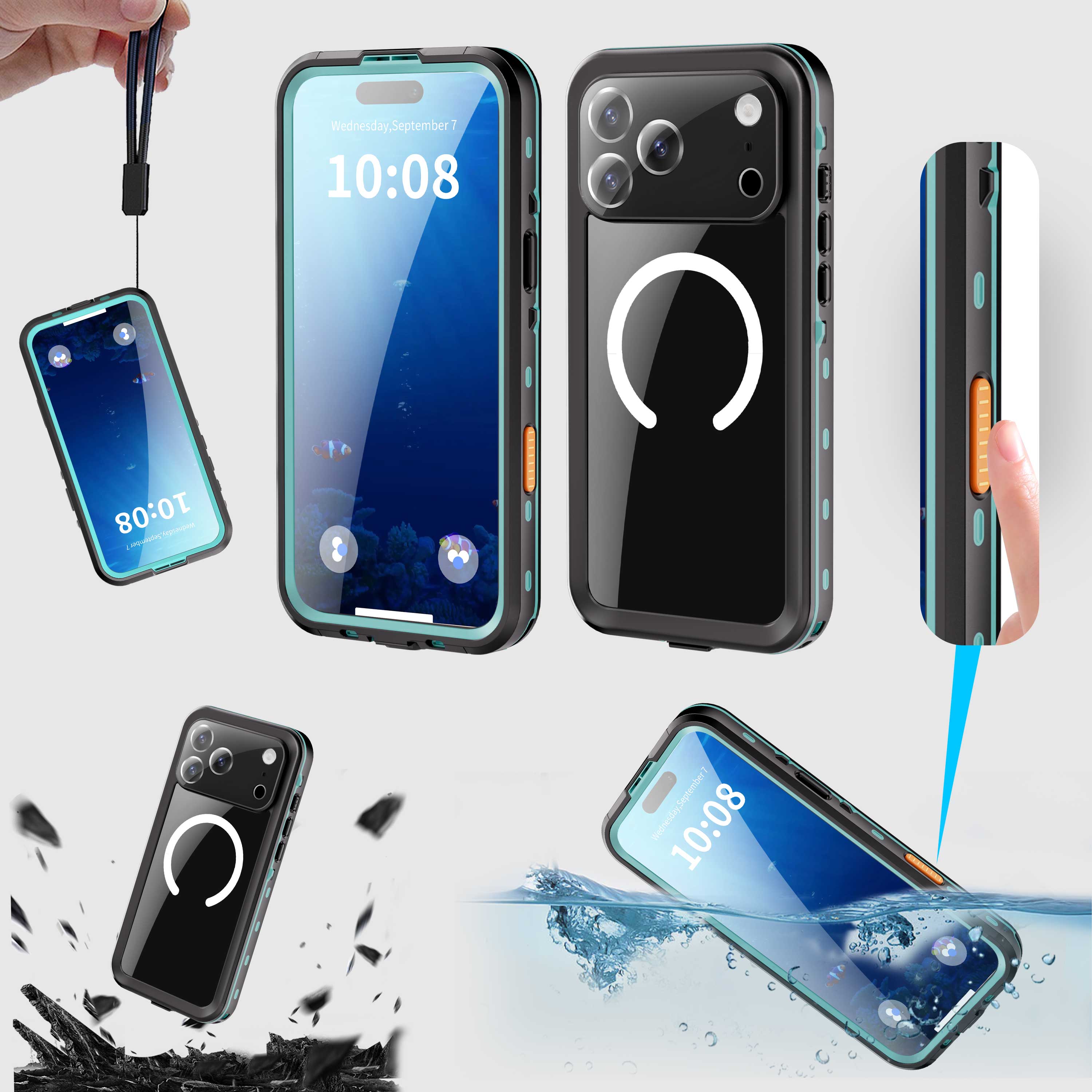 IP68 Waterproof Magnetic Case For iPhone 17 16 15 14 Pro Max Pro 13 Pro Max Protector Full Body Protective Dustproof Phone Case