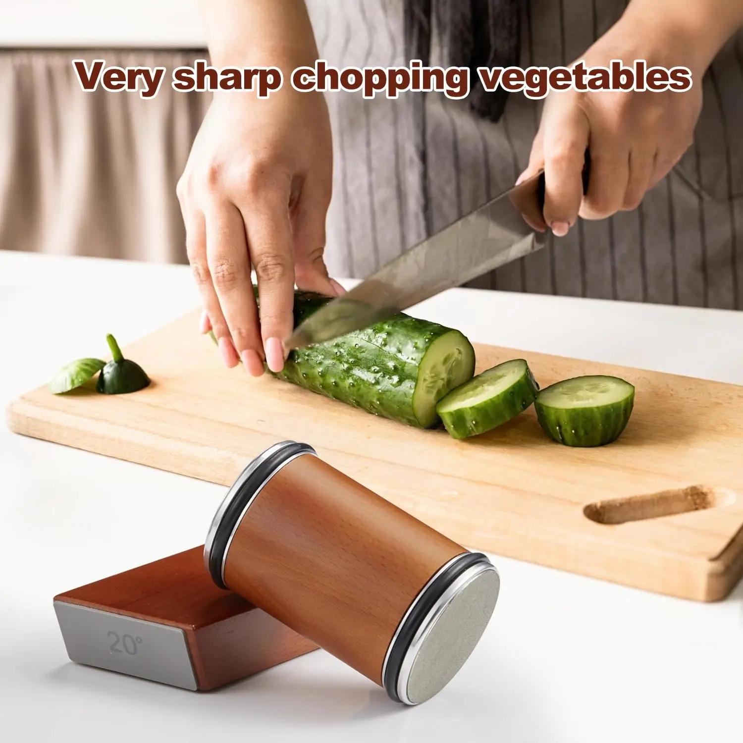 Rolling Knife Sharpener , Select Tool Knife Sharpener for Kitchen, Wooden Knife Sharpening Kit with Strong Magnetic Angle
