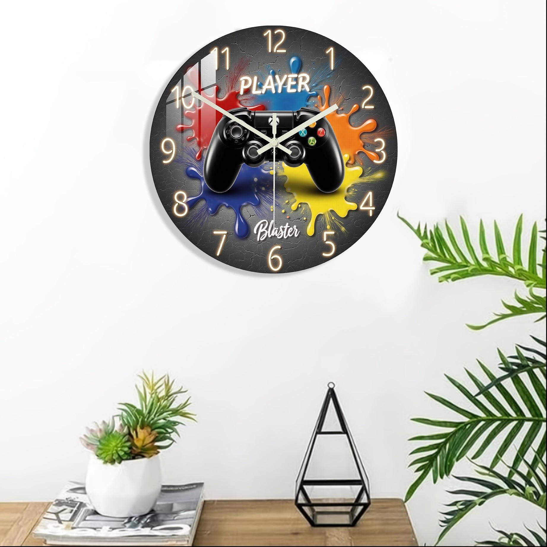 Game Controller Theme Acrylic Wall Clock, Silent Movement, Home Decor, Gaming Room, Perfect Gift for Gamers, Birthday, Halloween, Easter, Christmas