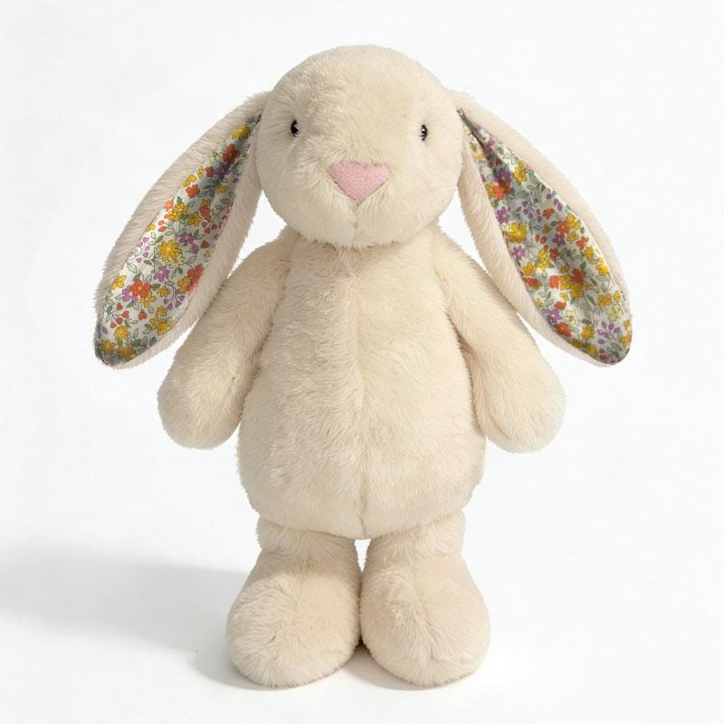 Cute Rabbit Plush Toy, Floral Lop-Eared Bunny Plush Doll, Childhood Stuffed Animal, Birthday Gift, Christmas Gift for Children, Home Decoration
