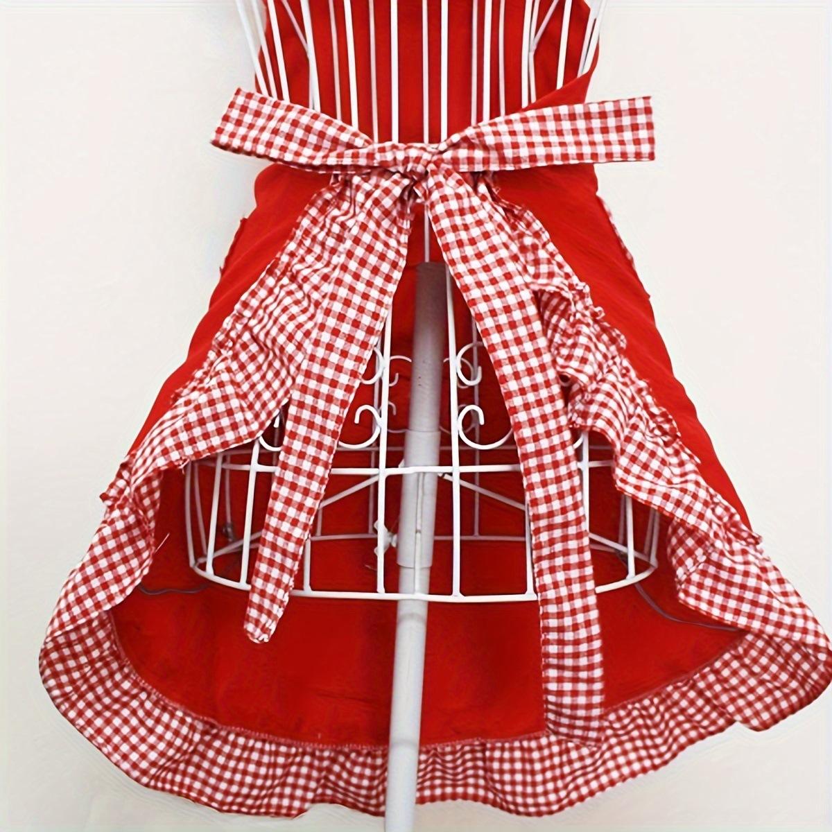 Cute Retro Apron for Women with Pockets, Vintage Kitchen Cooking Baking Gardening Apron, Adjustable with Waist Ties, Gift for Mom Wife Sister Grandma Home Essentials