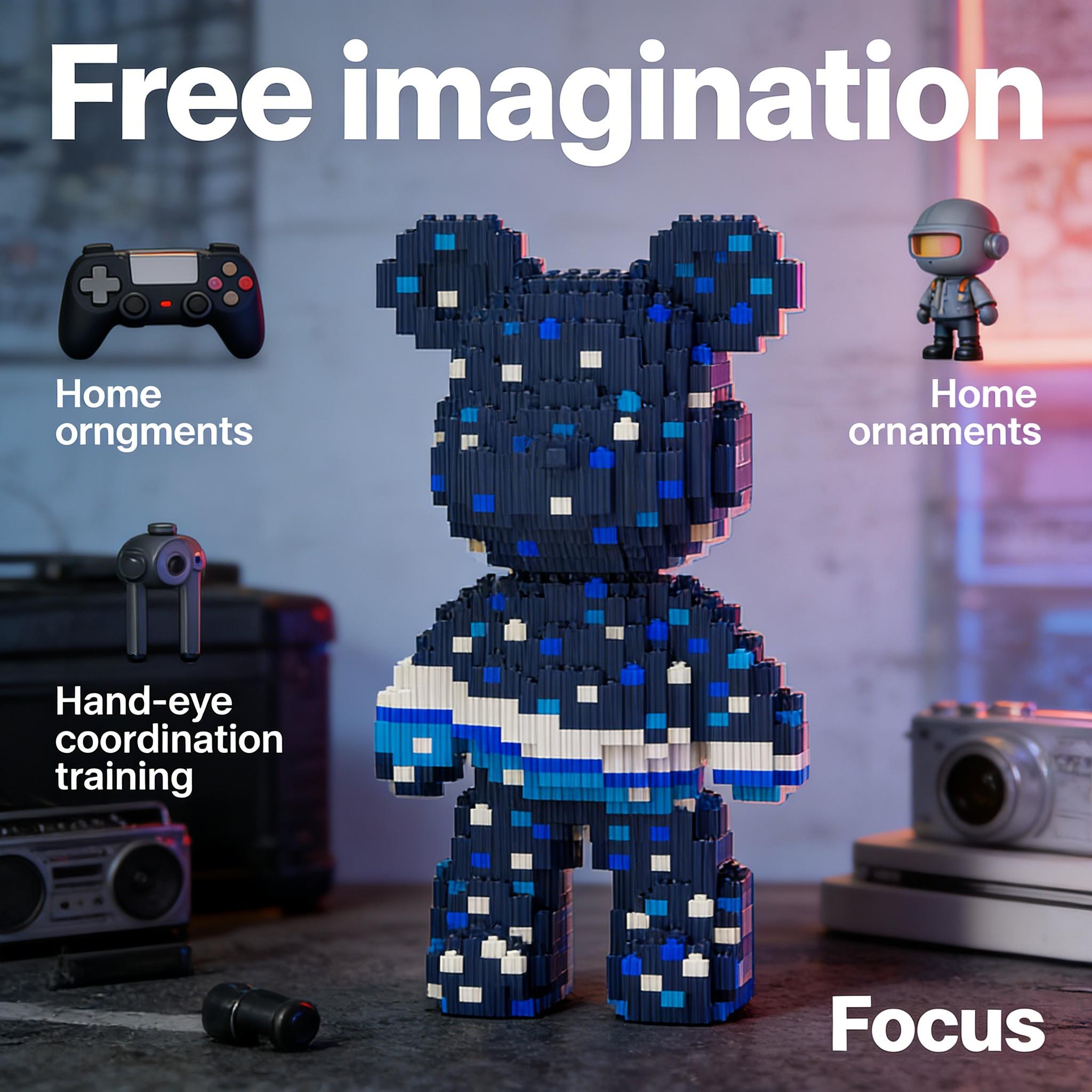 Star Sea Pattern Bear Series Building Blocks Model, 1688pcs, Original Authentic, New 2026 Size, Gift Idea, DIY Craft Decor