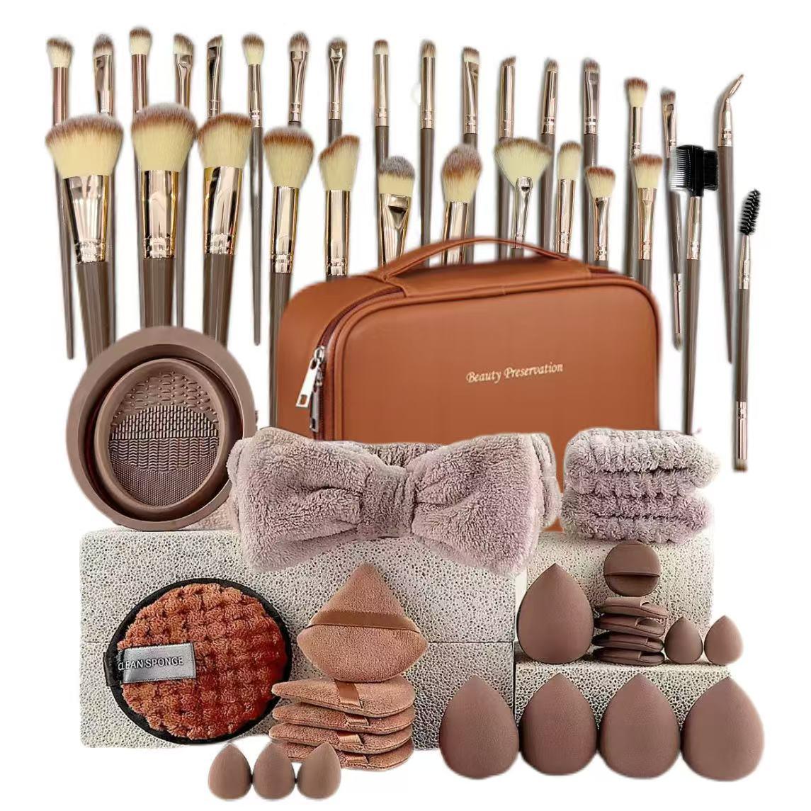 Professional Makeup Brush Set, 7-Piece Cosmetic Tool Kit, Includes Foundation Sponge & Blending Puff, Ideal Gift for Women, Daily Use Essentials, Makeup Brushes Kits