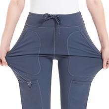 Yoga Scrub Pants for Women - 4-Way Stretch Fabric with 5 Pockets, Mid Rise Flared Leg Work Pants Featuring a Cargo Pocket SpringStatements