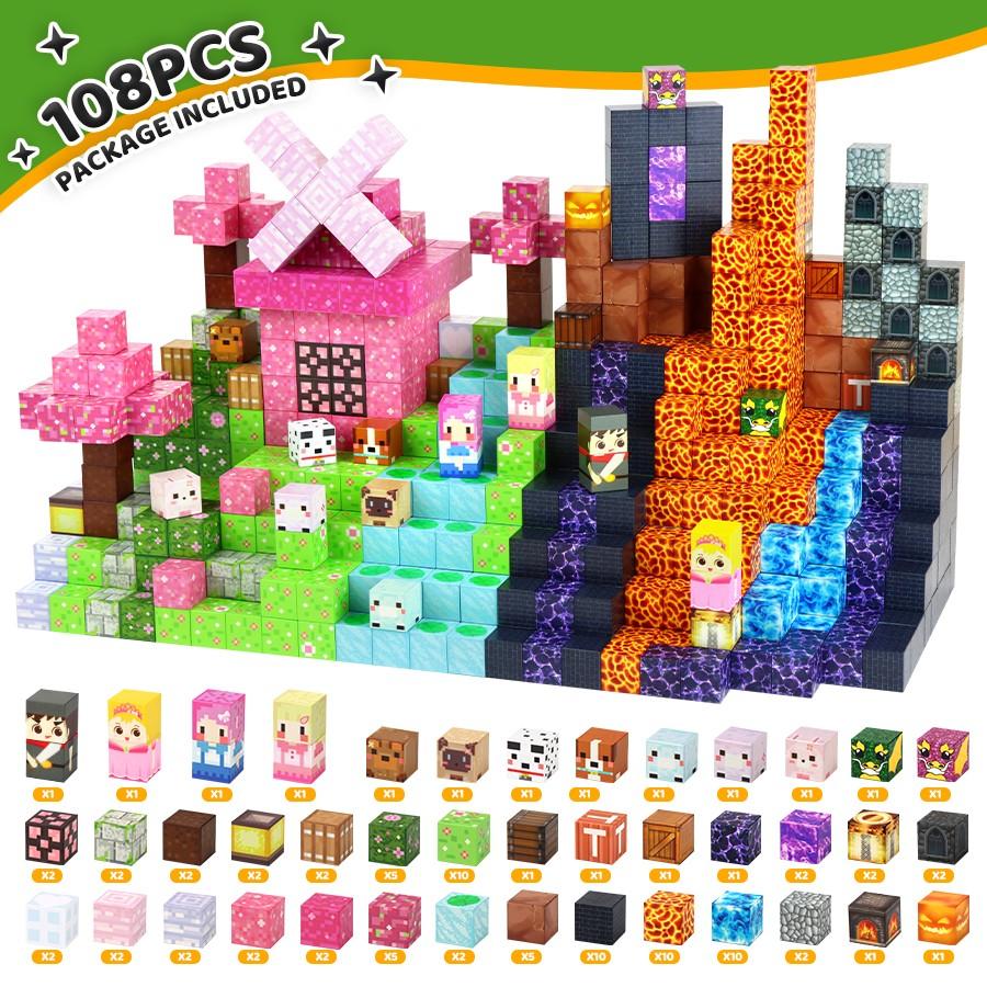 100/200pcs Magnetic Building Blocks Set, Stem Educational Toy for Kids, Creative Playset for Ages 3+, Random Colors