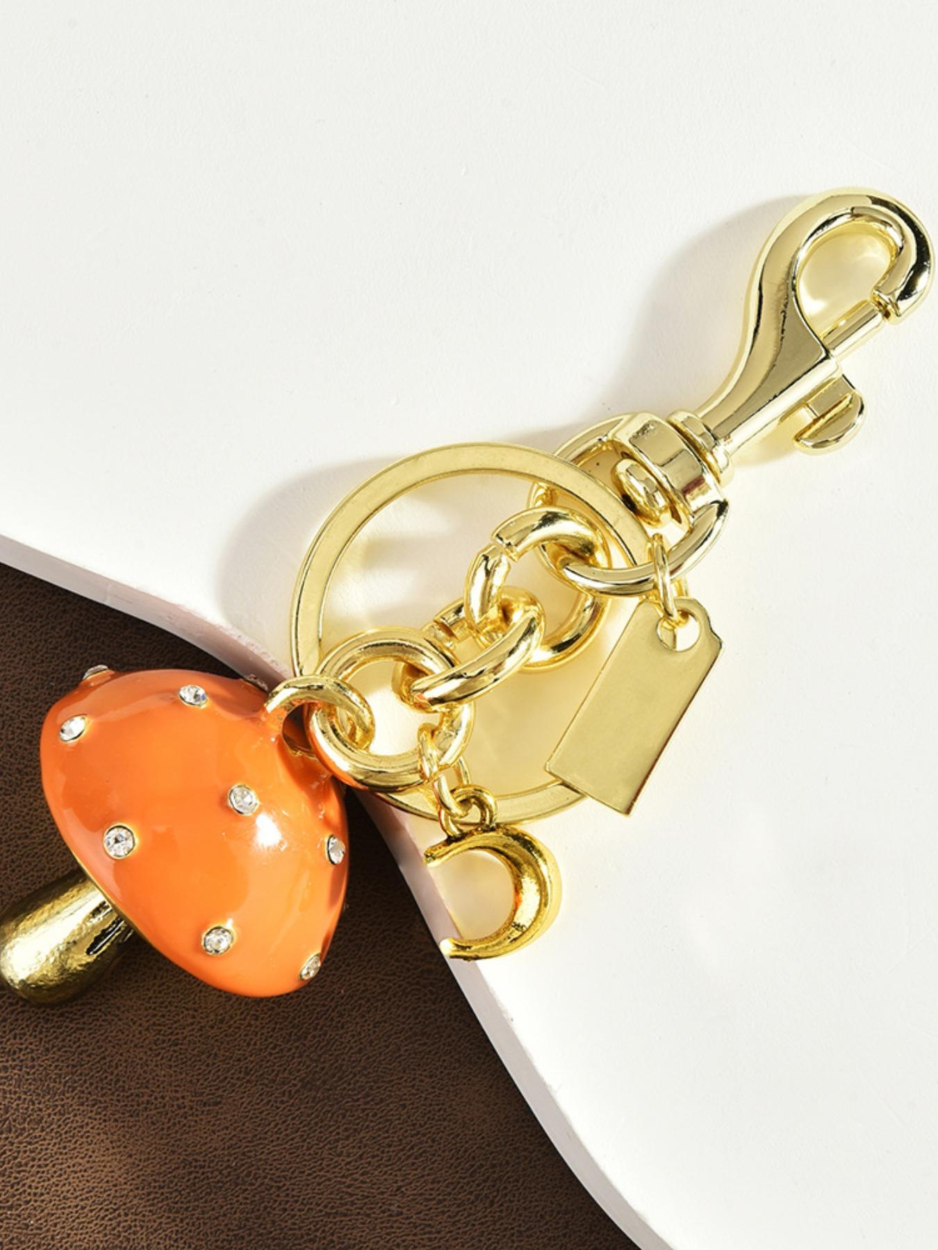 Elegant Rhinestone Mushroom Keychain, Star Moon Element Alloy Pendant, Cute Girl Heart Bag Charm, Car Key Ring Accessory, Unique Gift